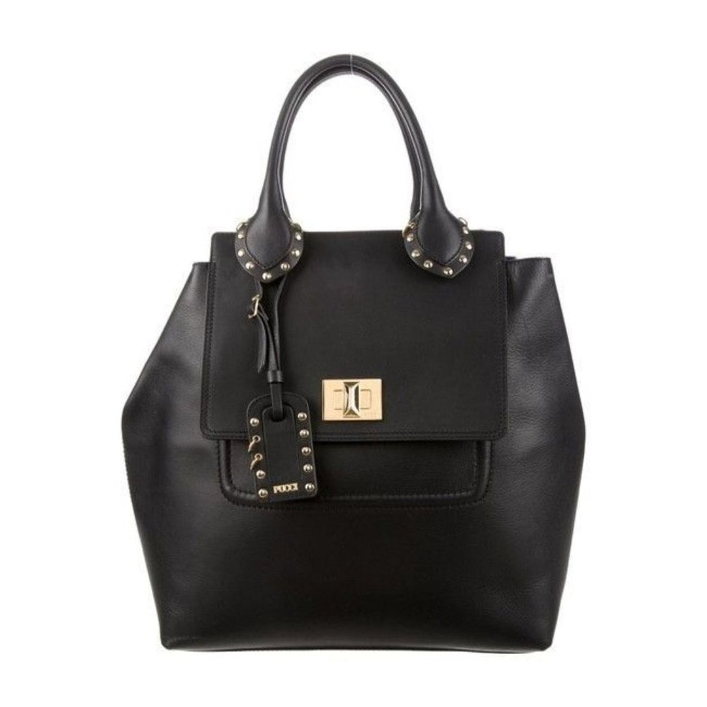 Emilio Pucci Medium City Marquise Top Handle Black Leather Shoulder Bag