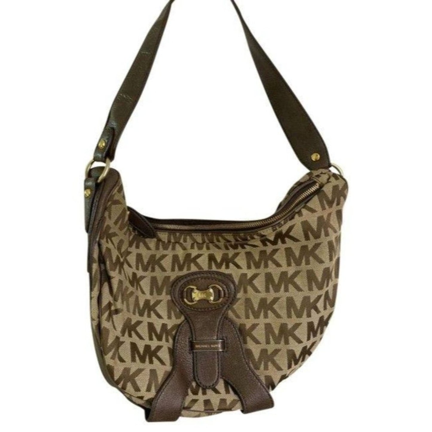 michael kors all over logo brown beige jacquard fa