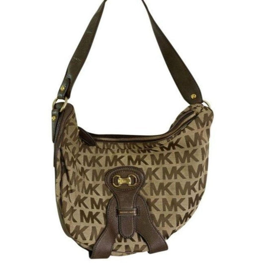 michael kors all over logo brown beige jacquard fa