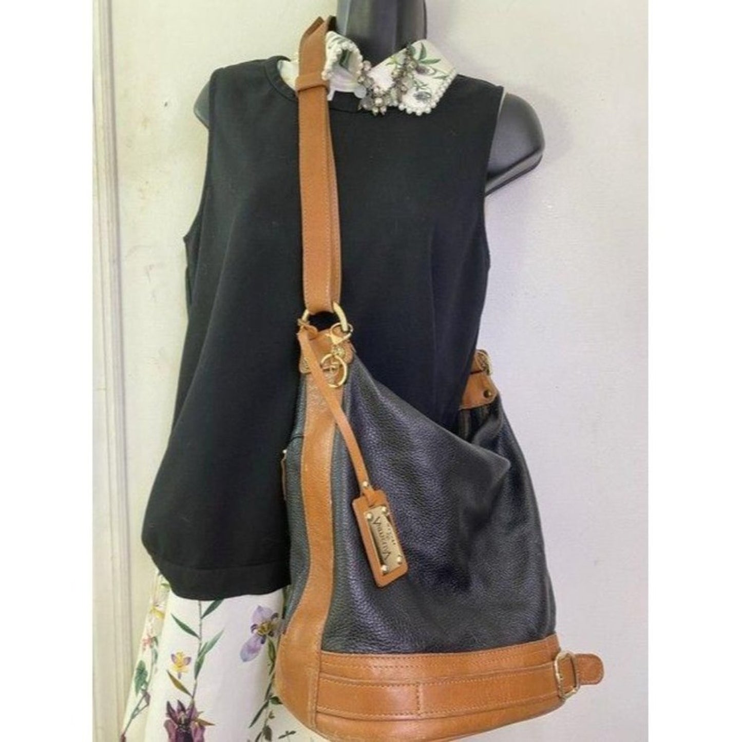 valentina black orange shoulder bag