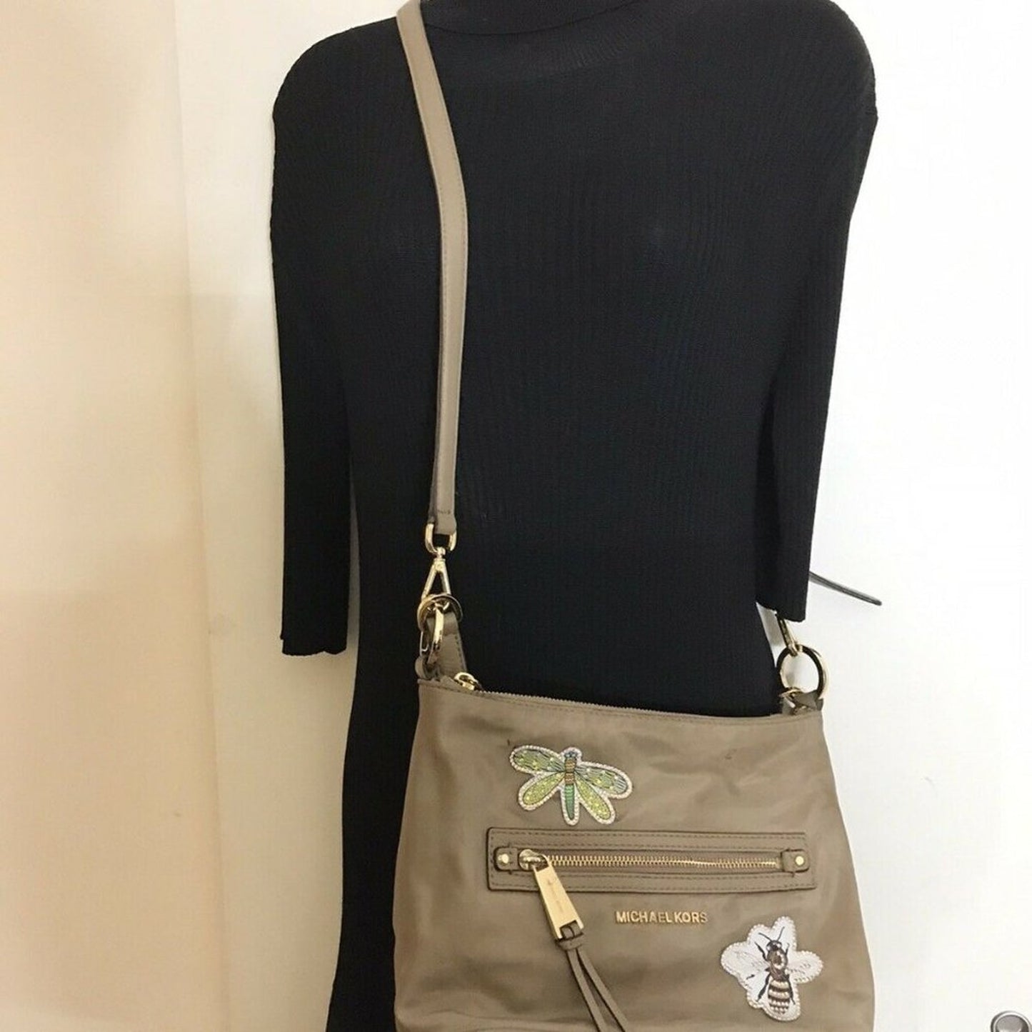 Michael Kors beige Nylon Crossbody Customized