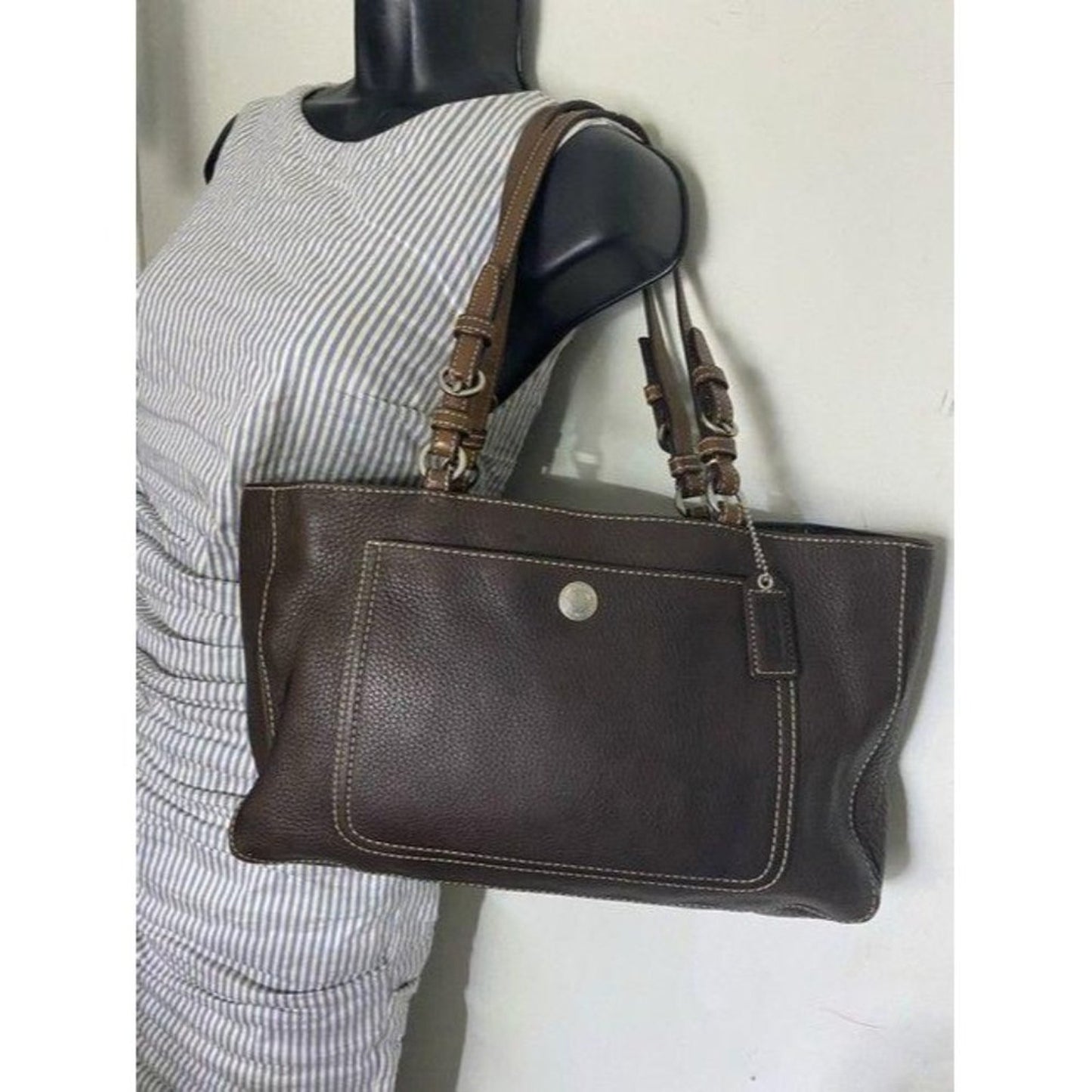 coach medium bag handbag brown leather shoulder ba