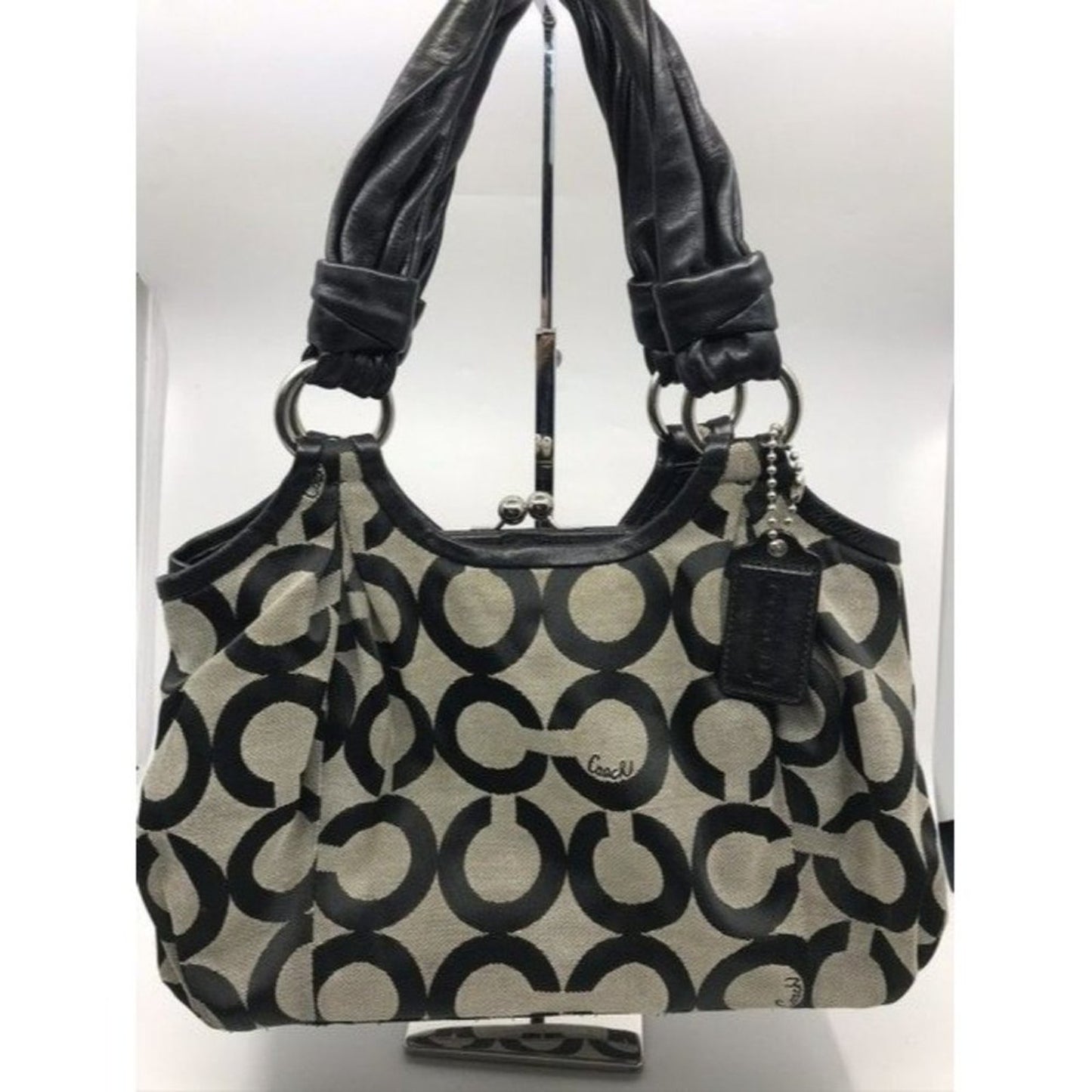 Coach Triple Compartment Style Large Blackgray Fabric Tote