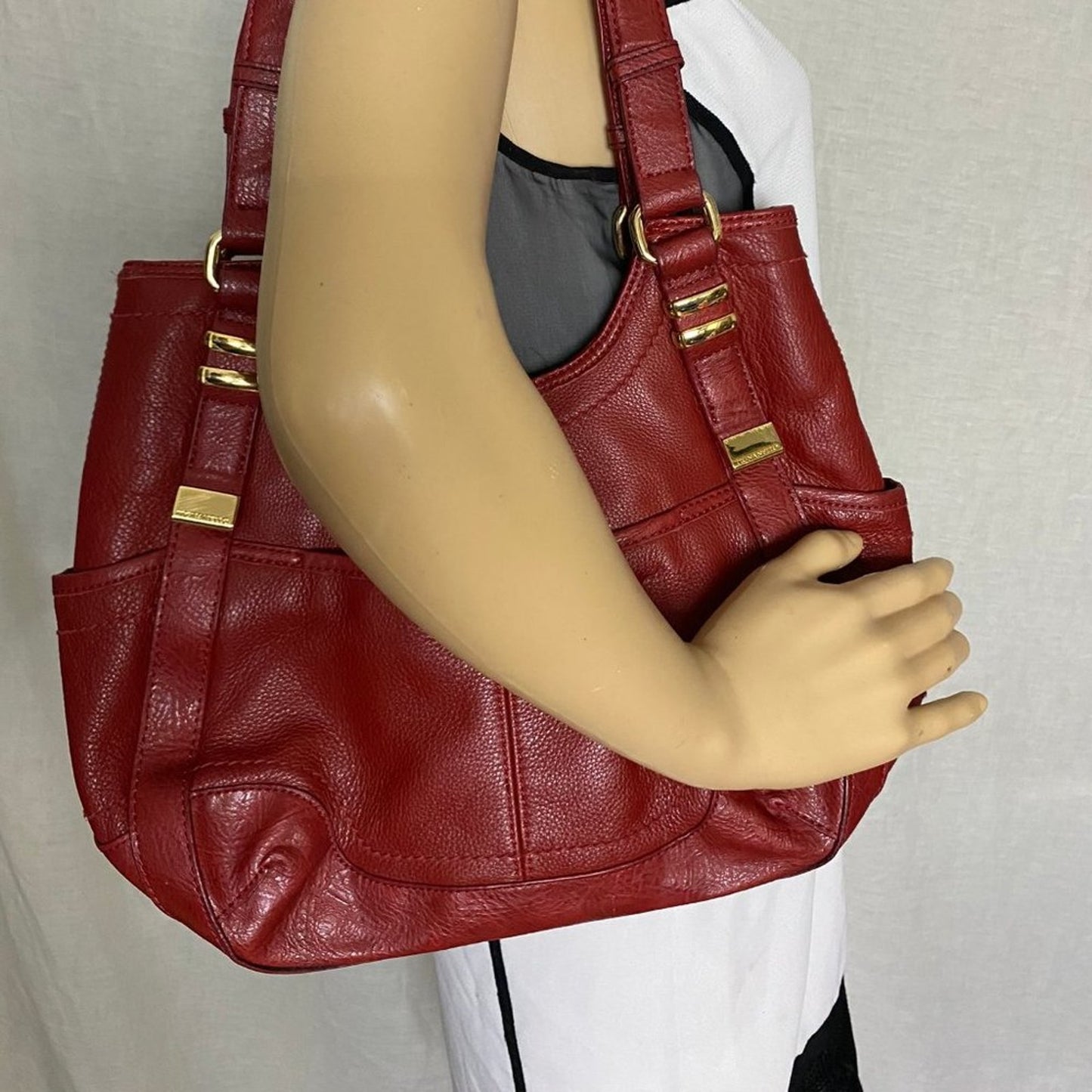 TIGNANELLO Red Leather Shoulder Bag