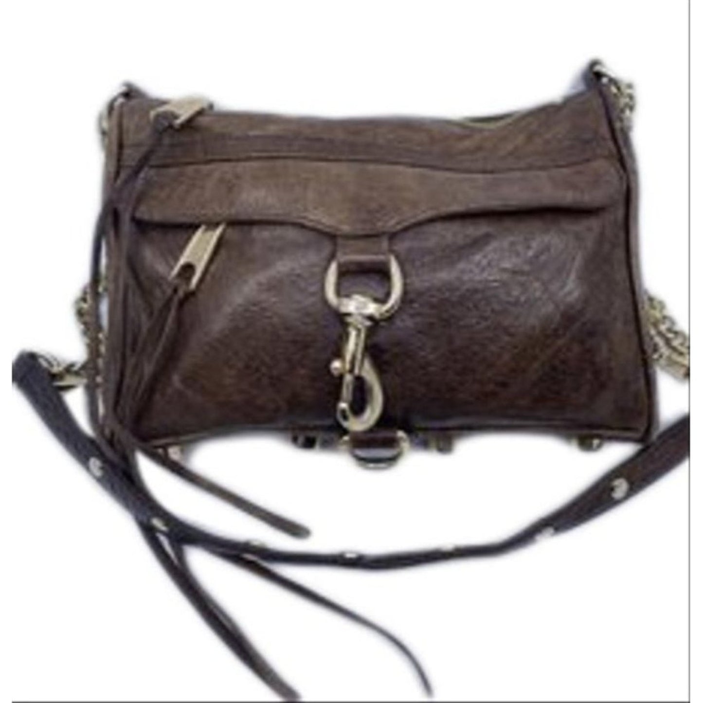 Rebecca Minkoff Unique Front Clasp Dual Compartment Brown Leather Should…