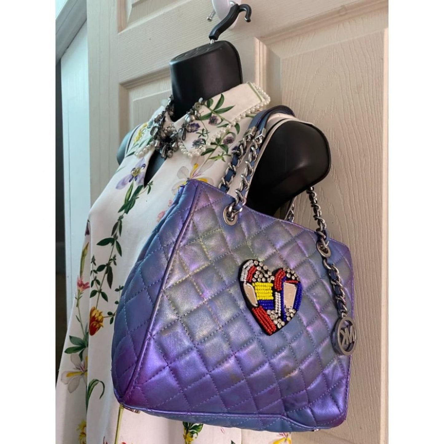 Michael Kors Blue Purple Customized Tote Bag