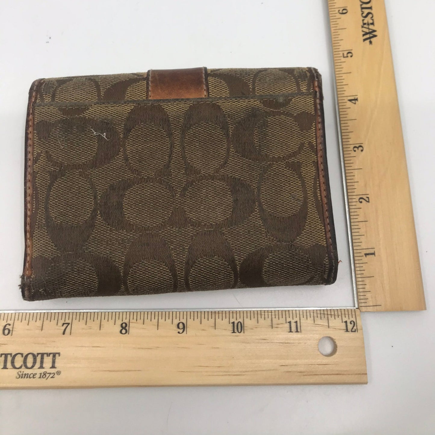 COACH Brown C Signature Design Leather Wallet