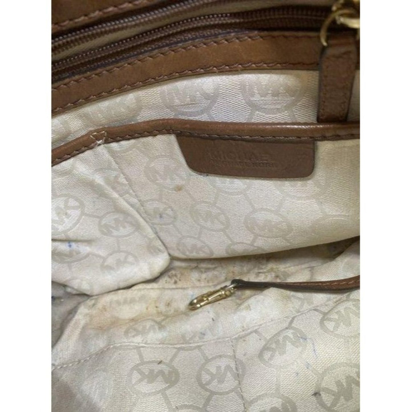 michael kors handbag tan brown fabric hobo bag