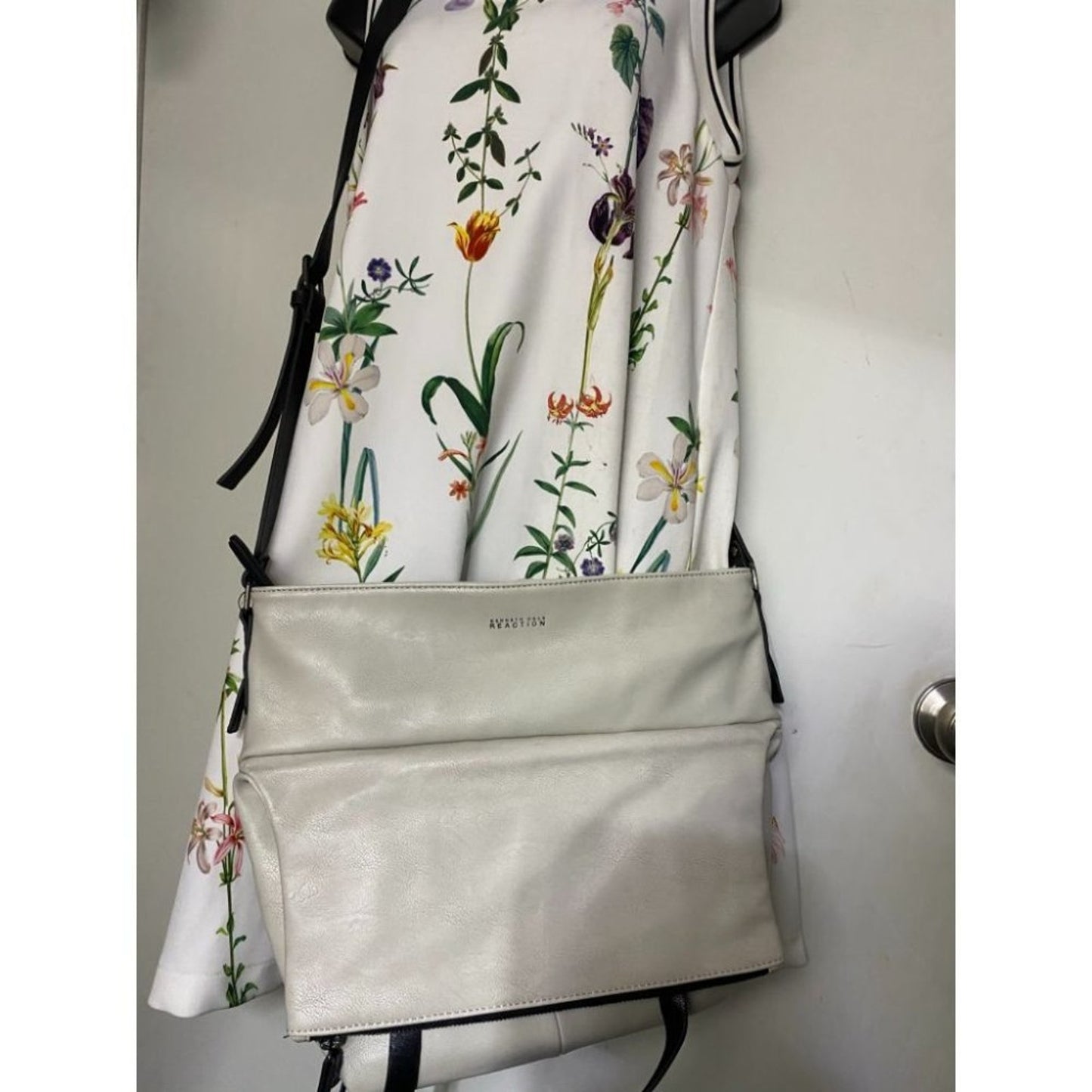 Kenneth Cole White Large Leather Crossbody Bag