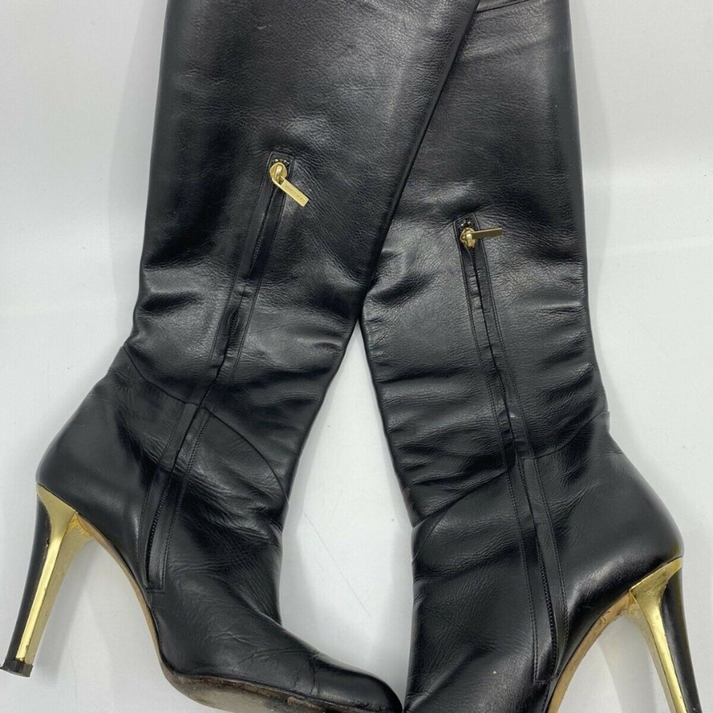 JIMMY CHOO Black Leather Knee high boots 7.5