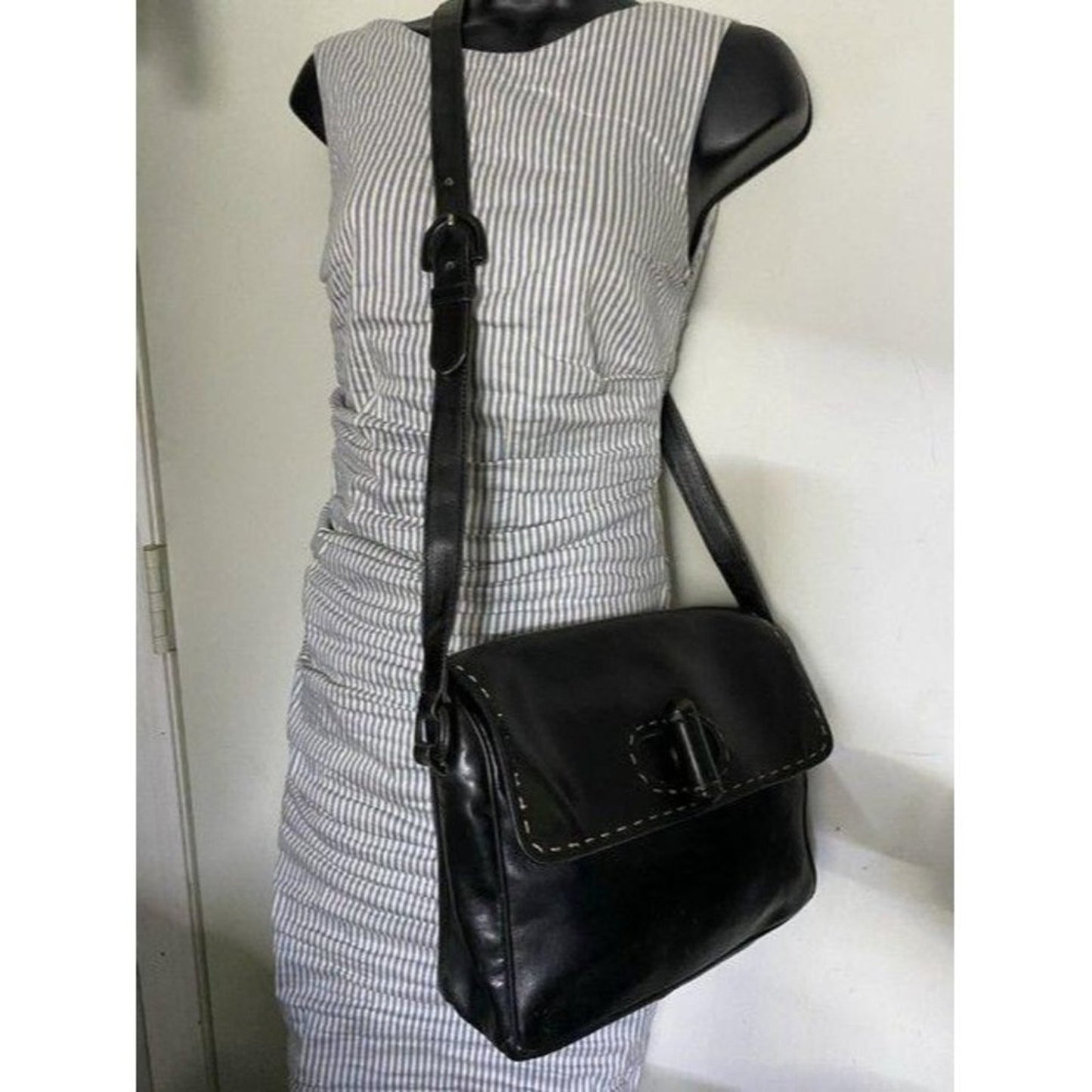 prada vintage black leather cross body bag