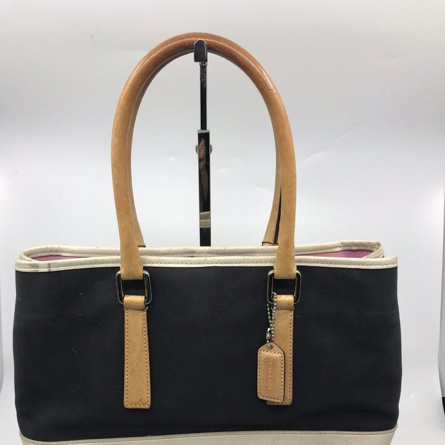 COACH Black White Fabric Tote Bag