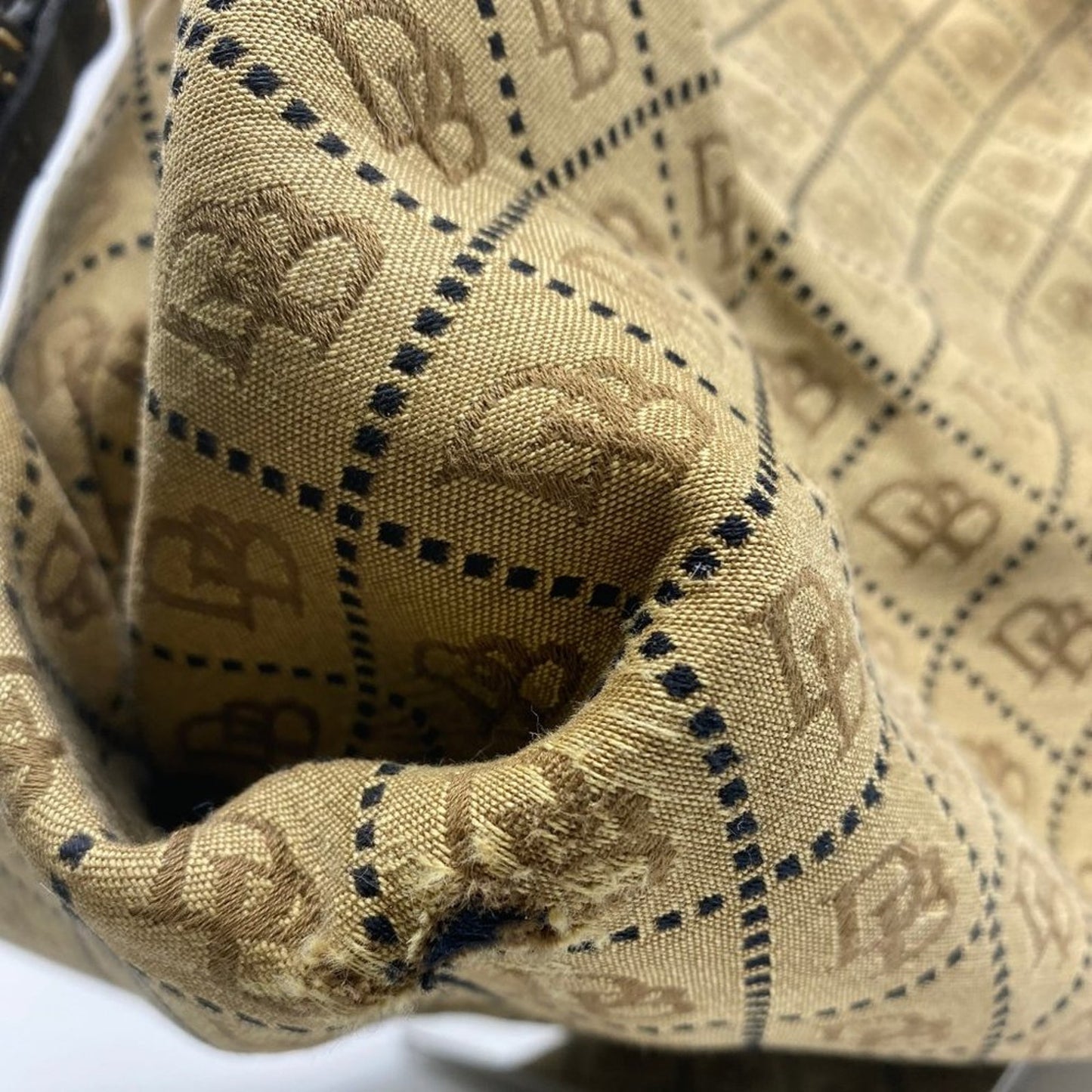 Dooney & Bourke L Tan Jacquard Fabric Shoulder Bag