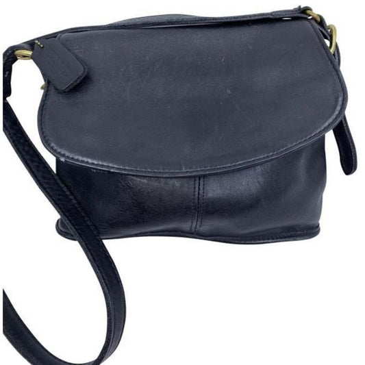 coach vintage black leather cross body bag