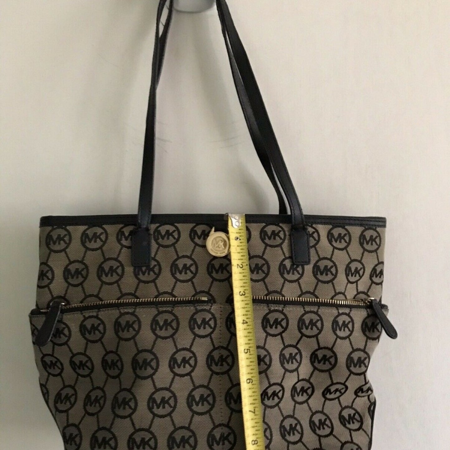 MICHAEL KORS Brown/Black Allover MK Logo Canvas To