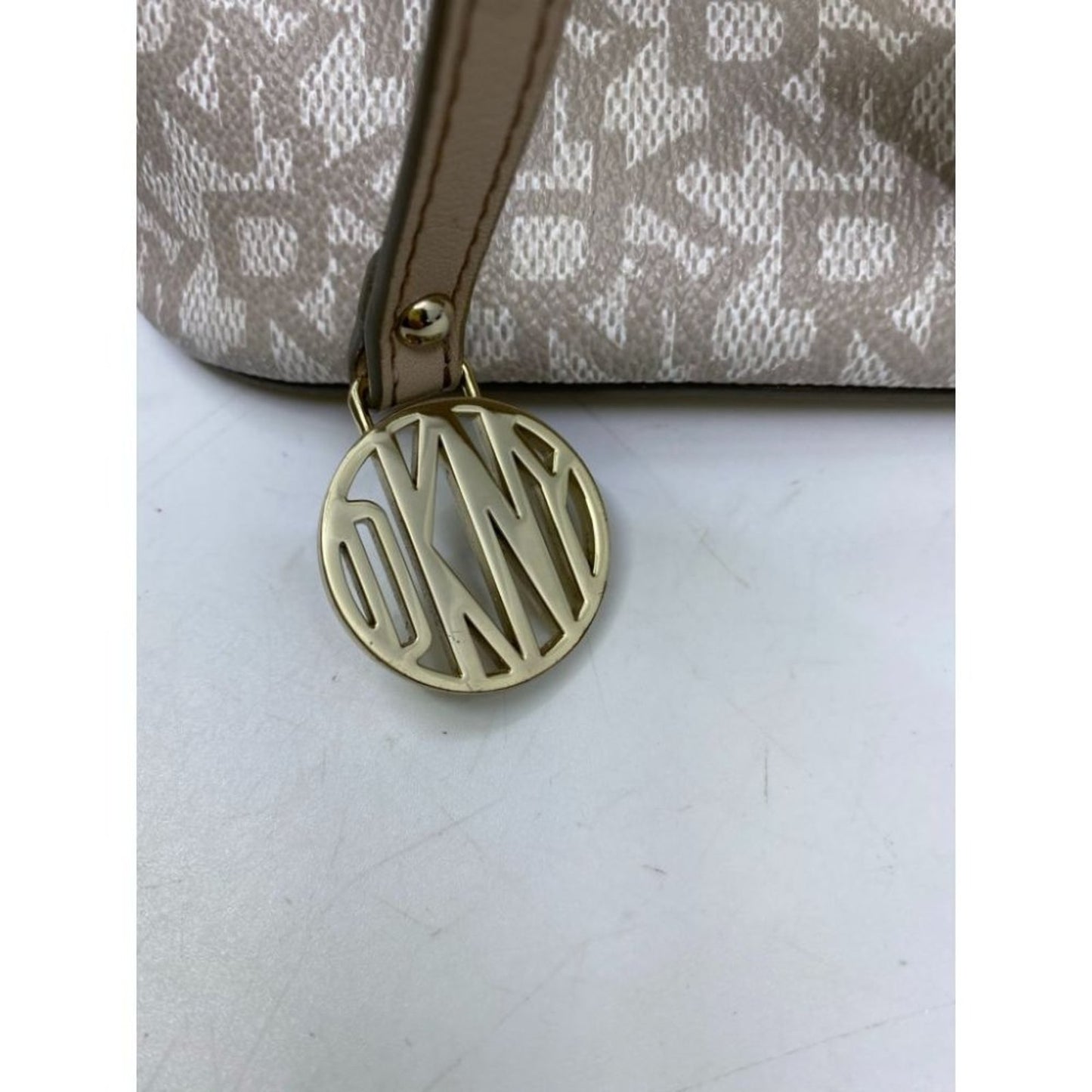 DKNY Tan Gray Faux Leather Crossbody Bag