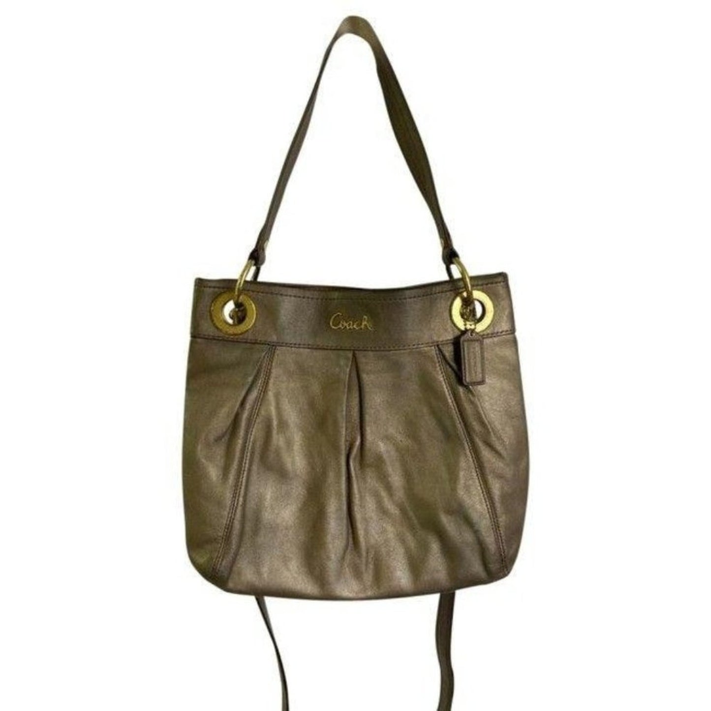 coach medium w adjustable strap gold leather cross