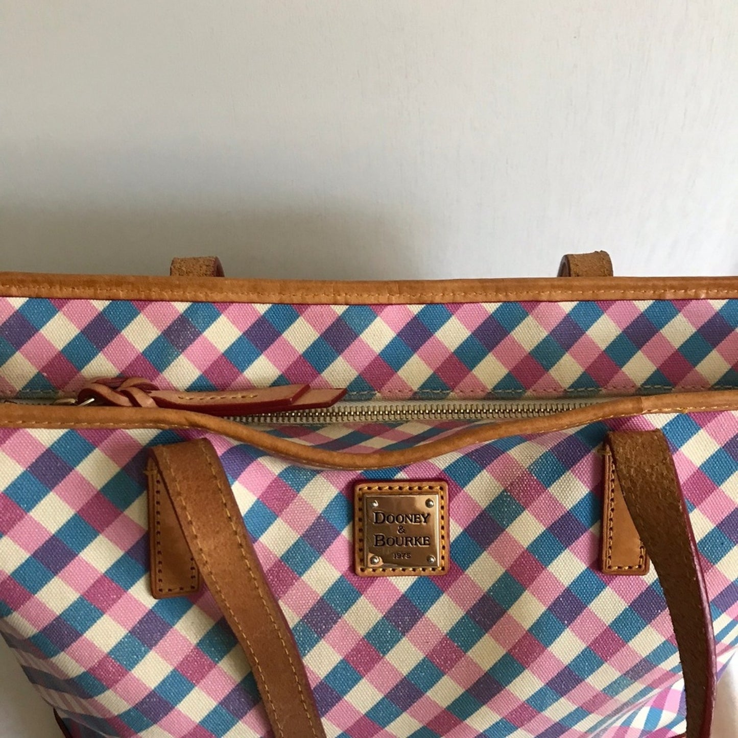 Dooney & Bourke Pink/Blue/White/Tan Shoulder Bag