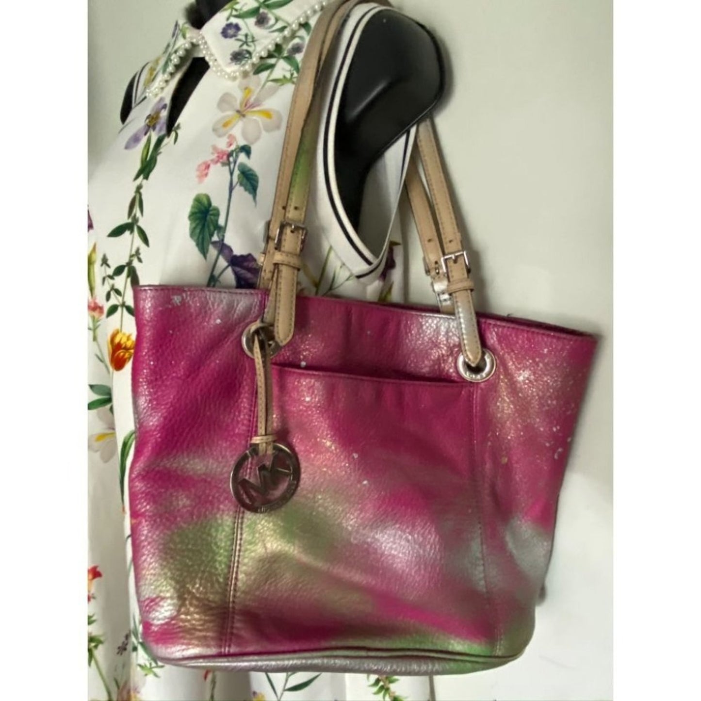 Michael Kors Leather Bag Customized Pink Gold