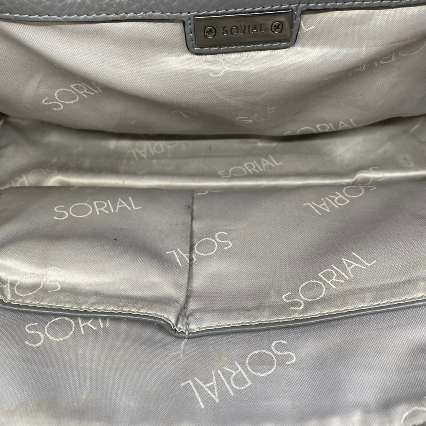 Sorial Gray Grain Leather Handbag
