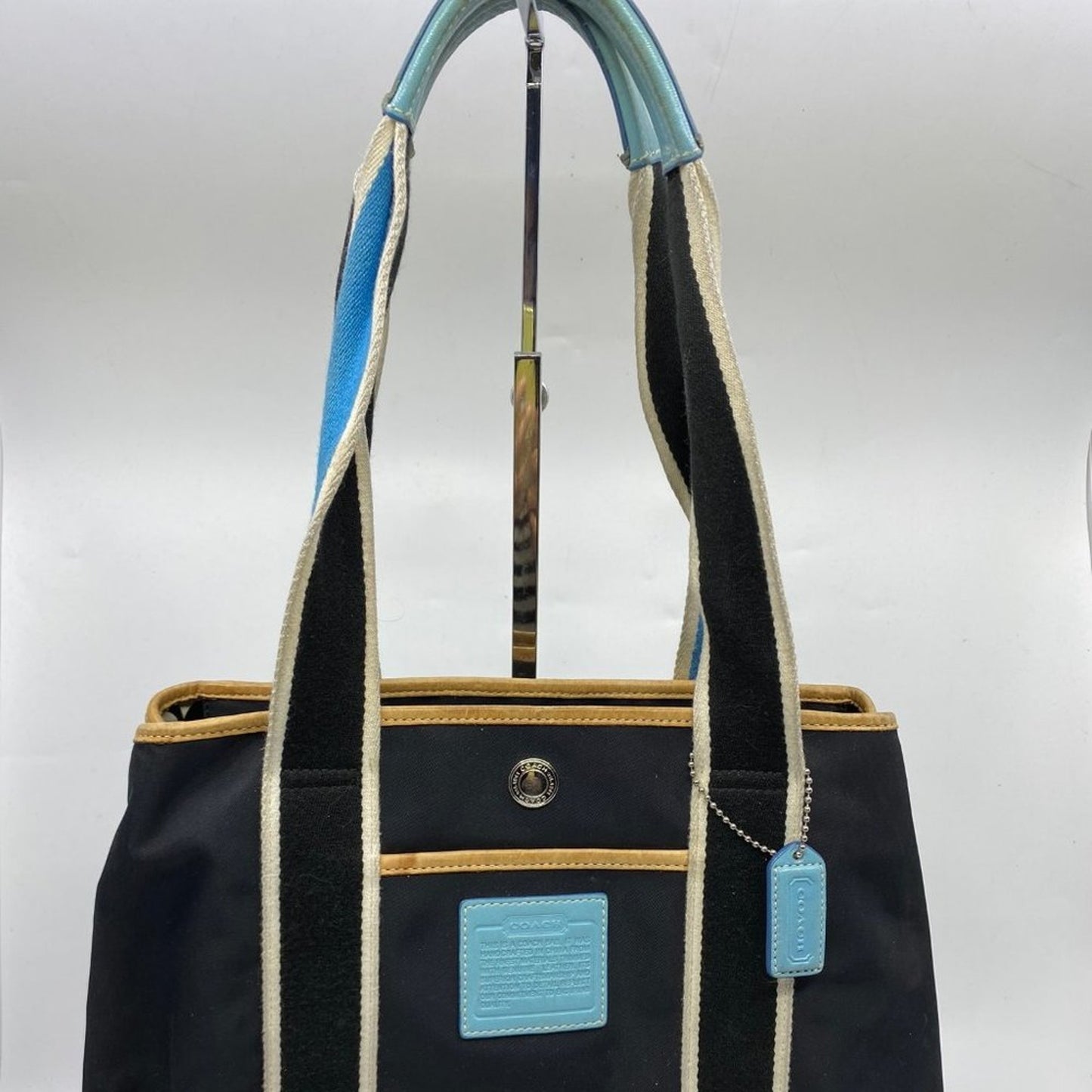 COACH M Size Black Fabric Shoppers Tote