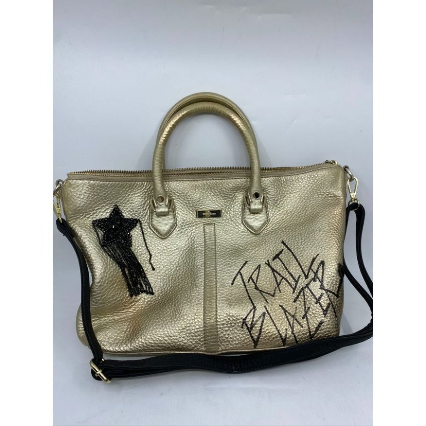 COLE HAAN Tote Bag Gold Customized w Graffiti