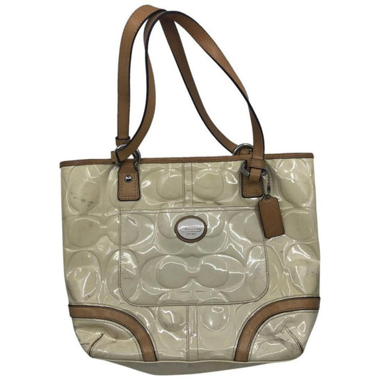 COACH Medium Cream Brown Patent Leather Handbag