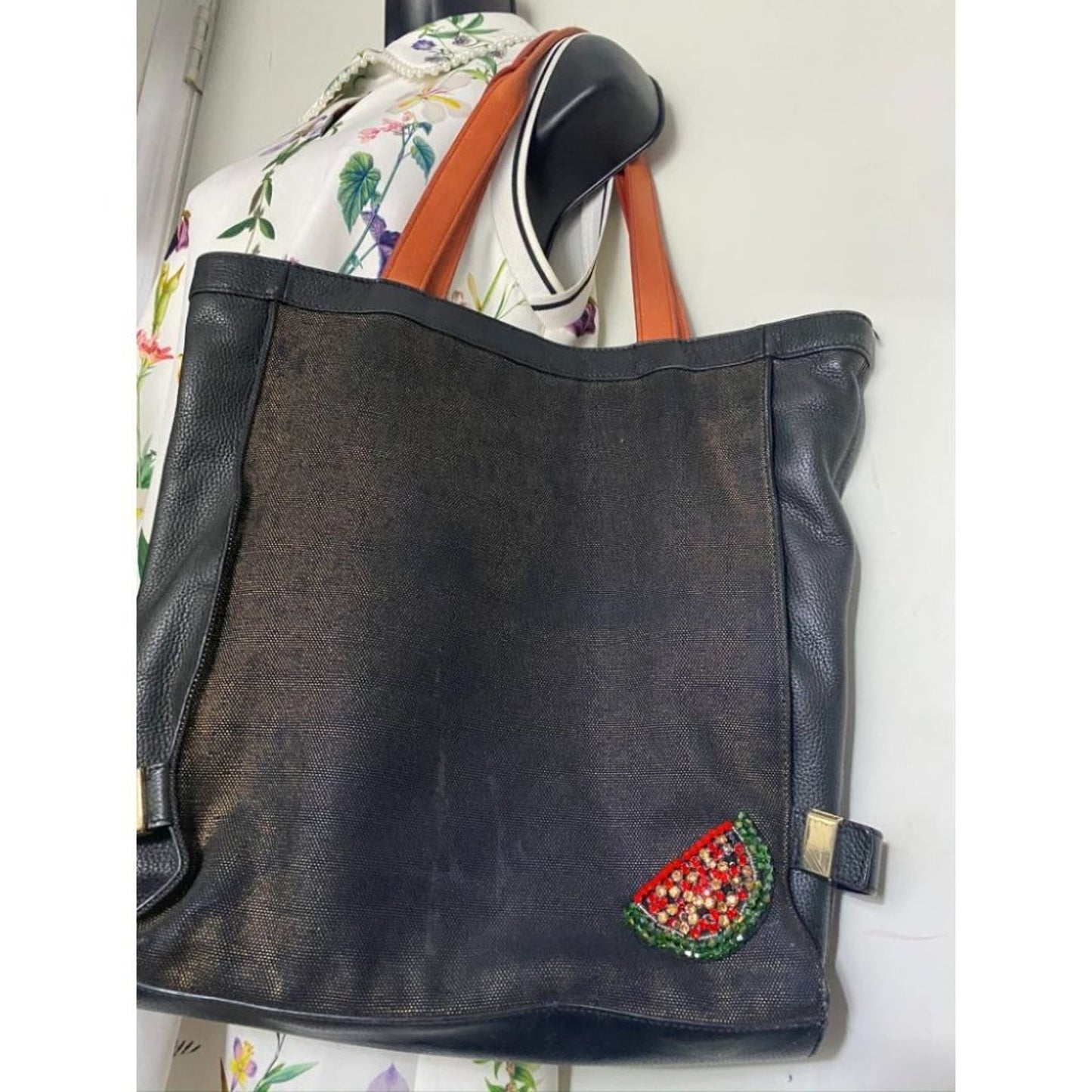Botkier w/Customized Appliqués Large Gray Tan Tote