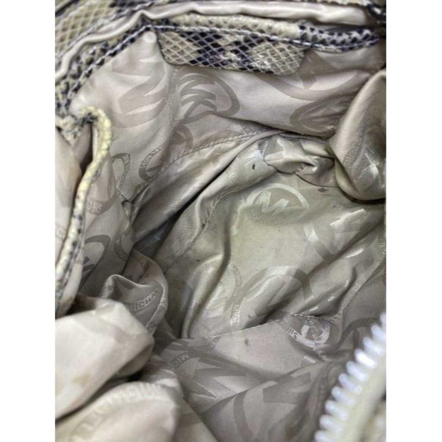 michael kors bag snake print beige leather tote
