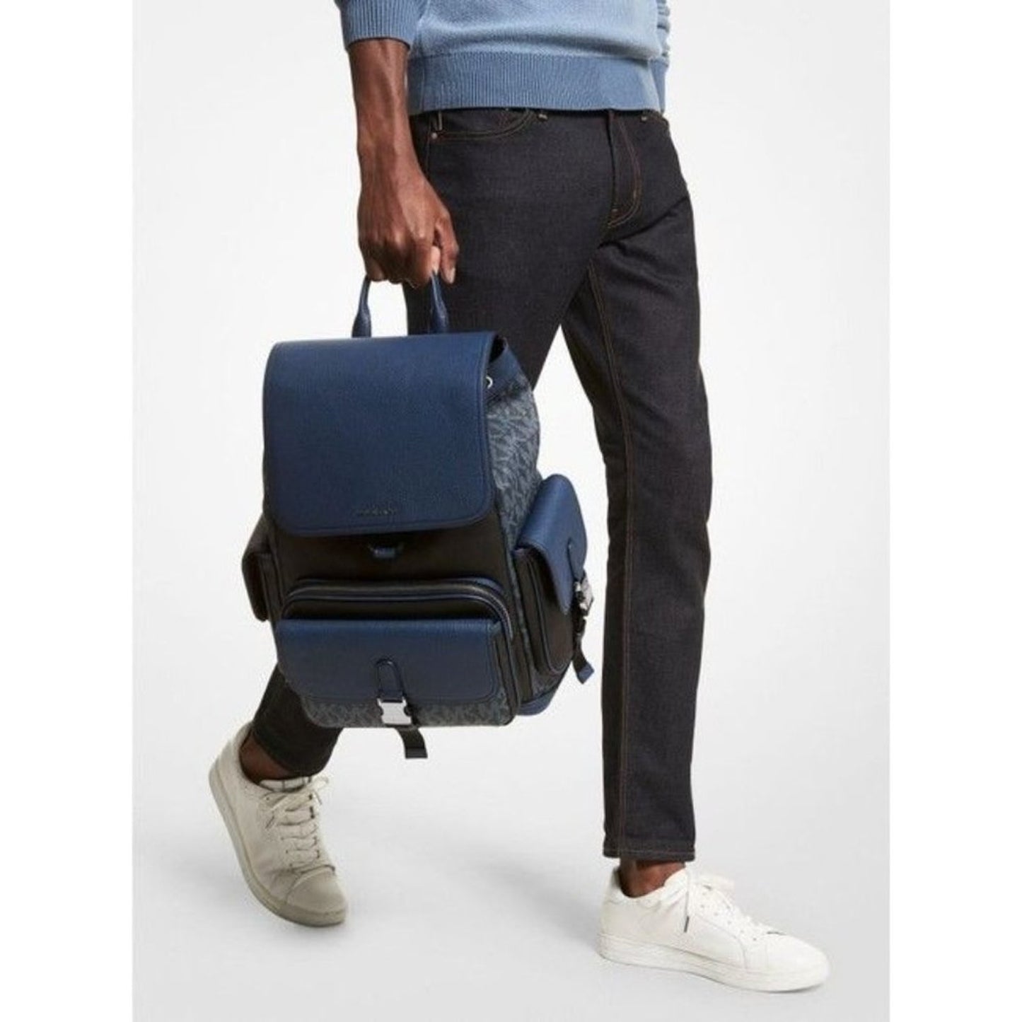 Michael Kors Hudson Logo And Rucksack Admiral Mlti Leather Backpack