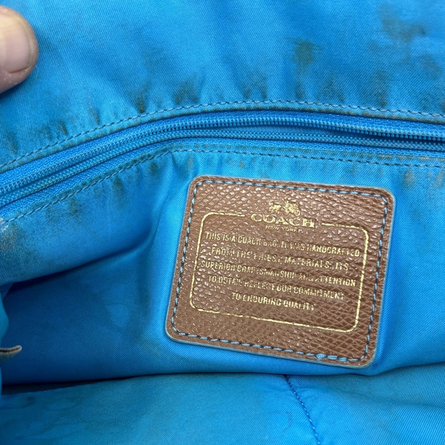 Coach Blue and Tan Tote Bag
