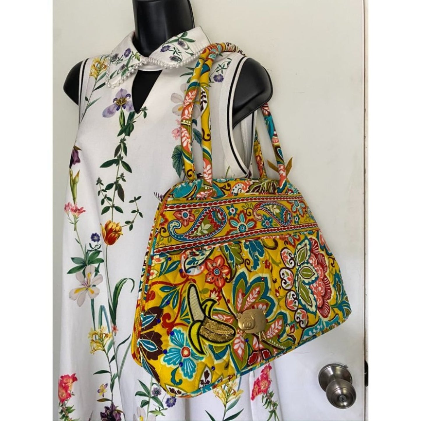 VERA BRADLEY Quilted Tote Bag w/ Wallet Yellow