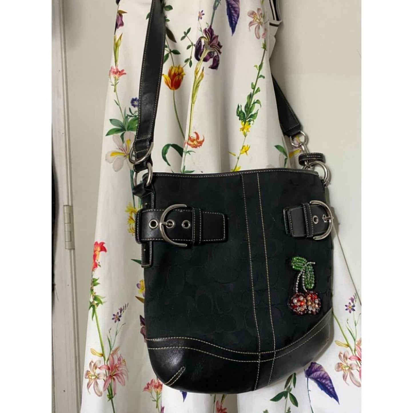 Coach Black Jacquard Fabric Signature Crossbody