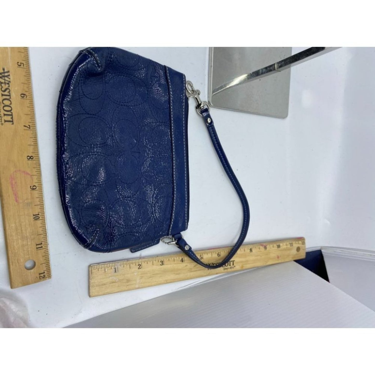 Coach Women's Blue Zipper Wristlet Bag