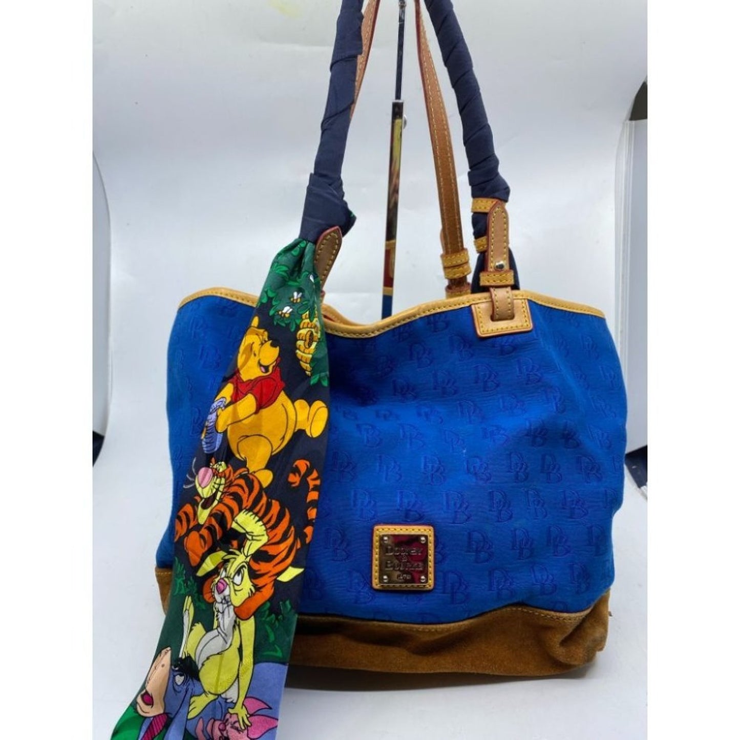 Dooney & BOURKE Blue Brown Large Fabric Tote Bag