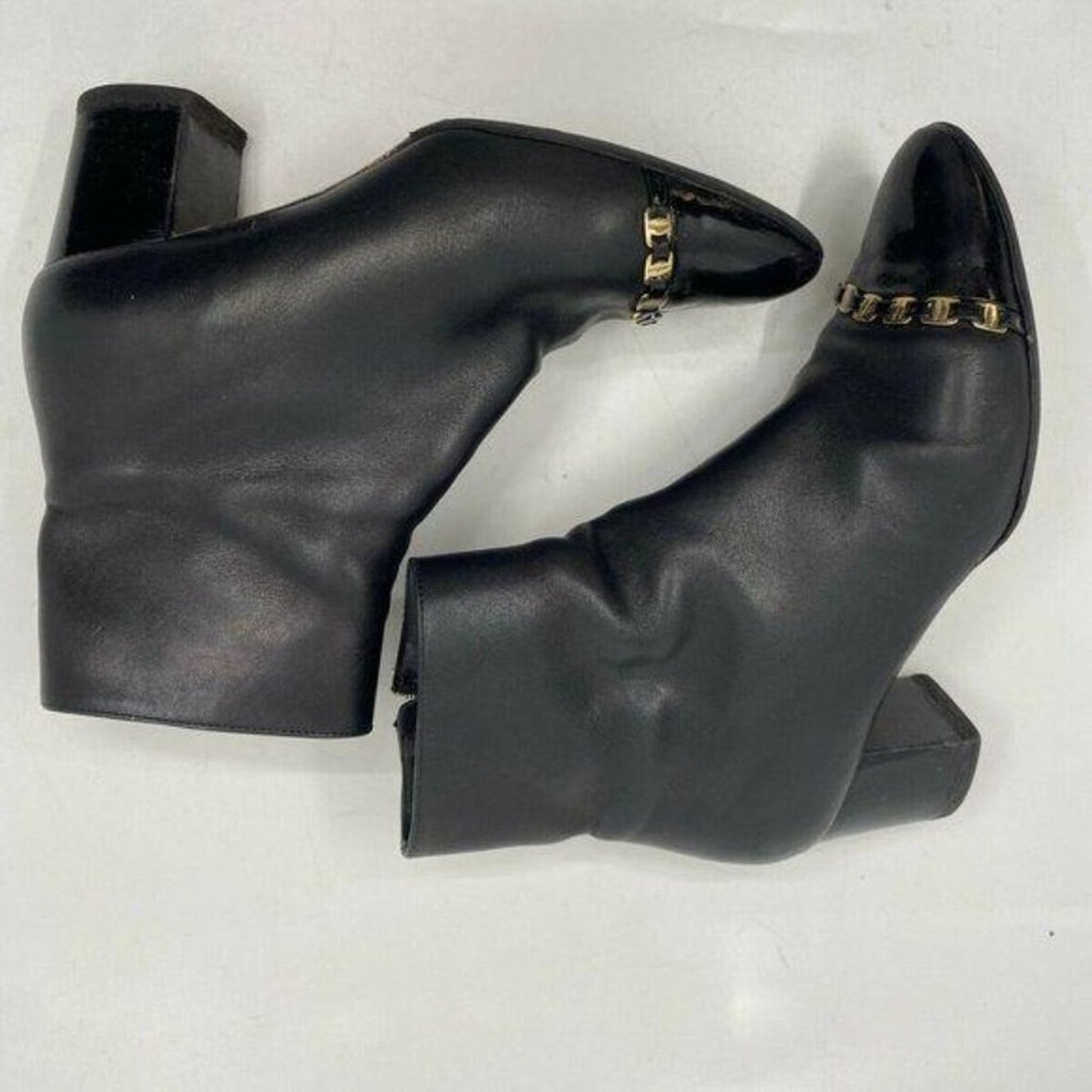 Msrp$730 SALVATORE FERRAGAMO Booties W/ Gold signa