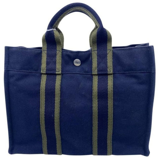 Hermes Fourre Tout Pm Navy Cotton Tote