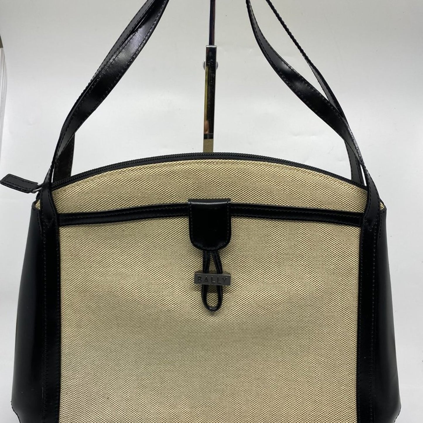 BALLY Vintage/ Khaki Canvas And Lether Handbag