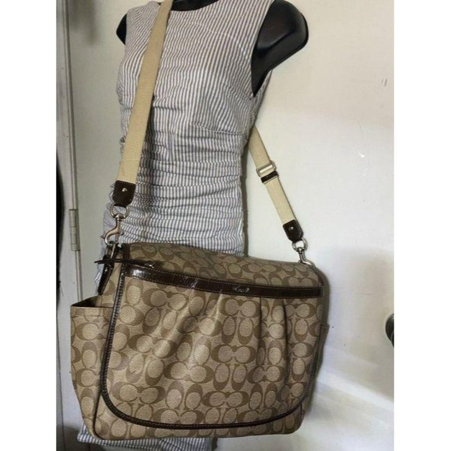 coach tote msrp tan brown coated canvas messenger