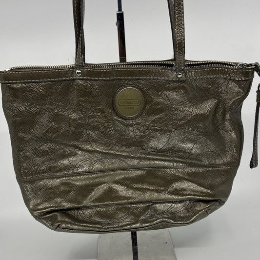 Coach Metallic Olive Leather Tote