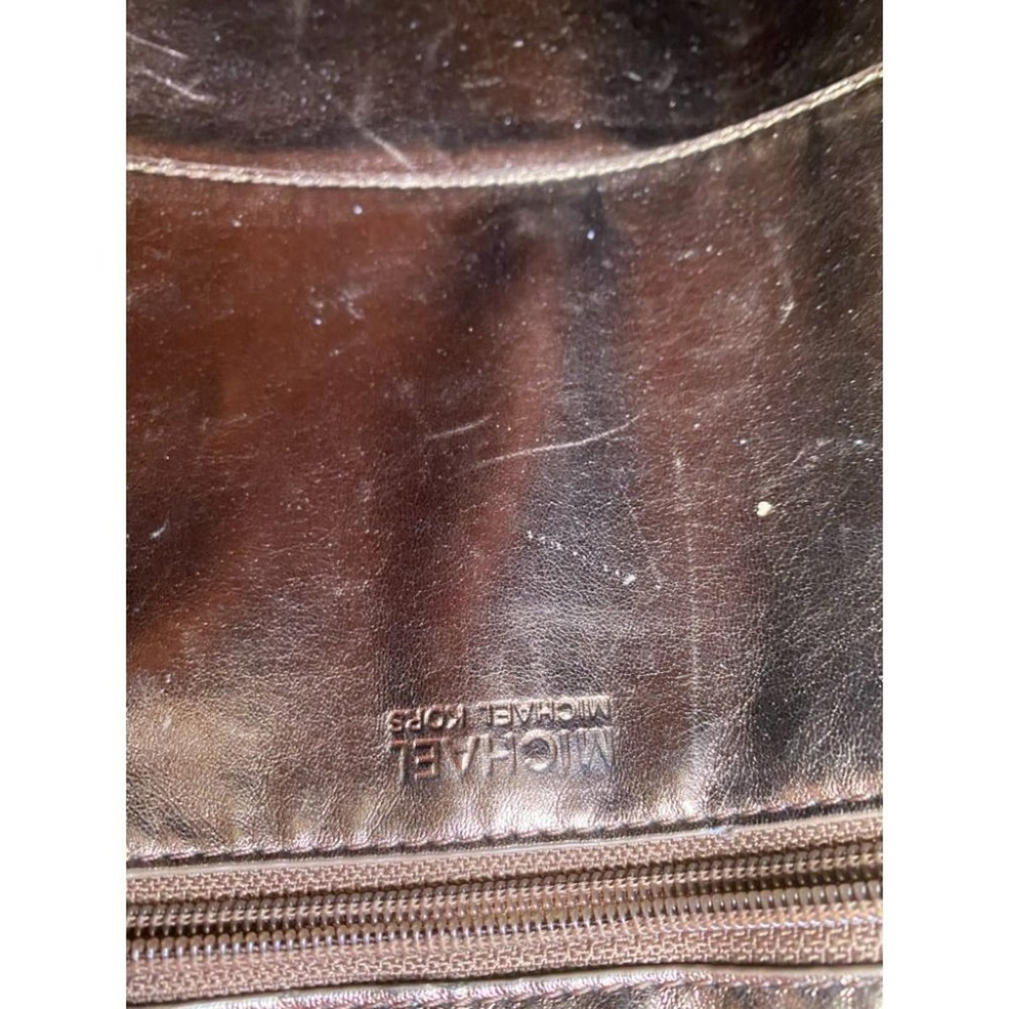 Michael Kors Brown Gold Patent Leather Tote Bag