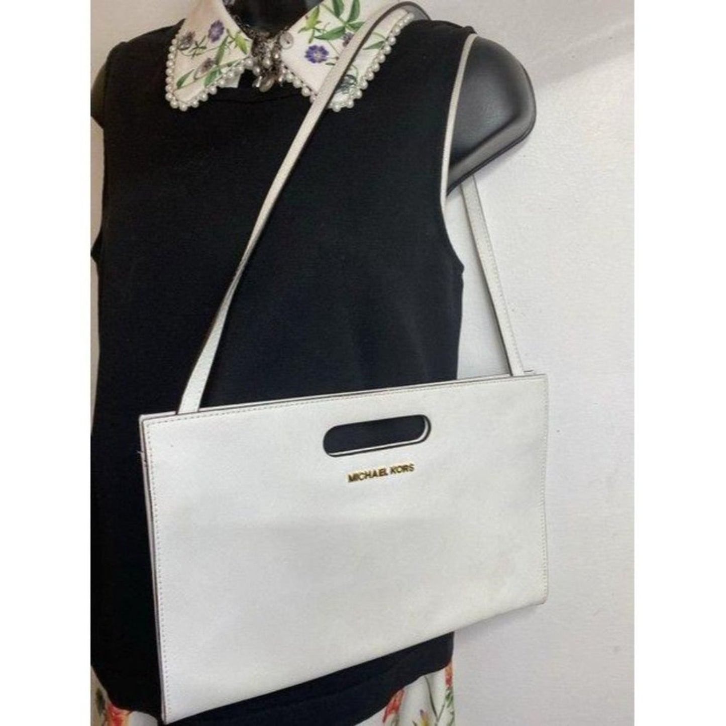 michael kors small handbag white leather hobo bag