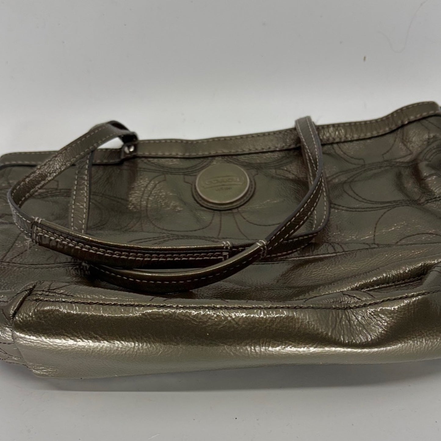 Coach Metallic Olive Leather Tote