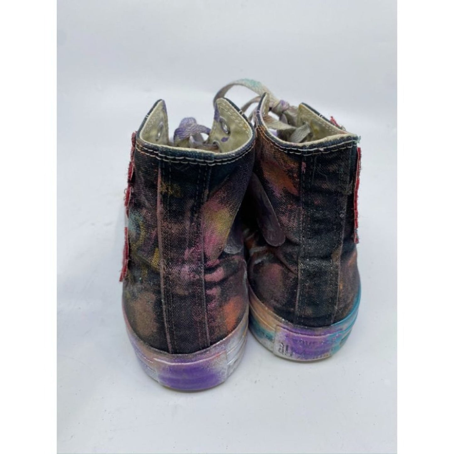 Converse Sneakers Customized Black Silver Womens 8