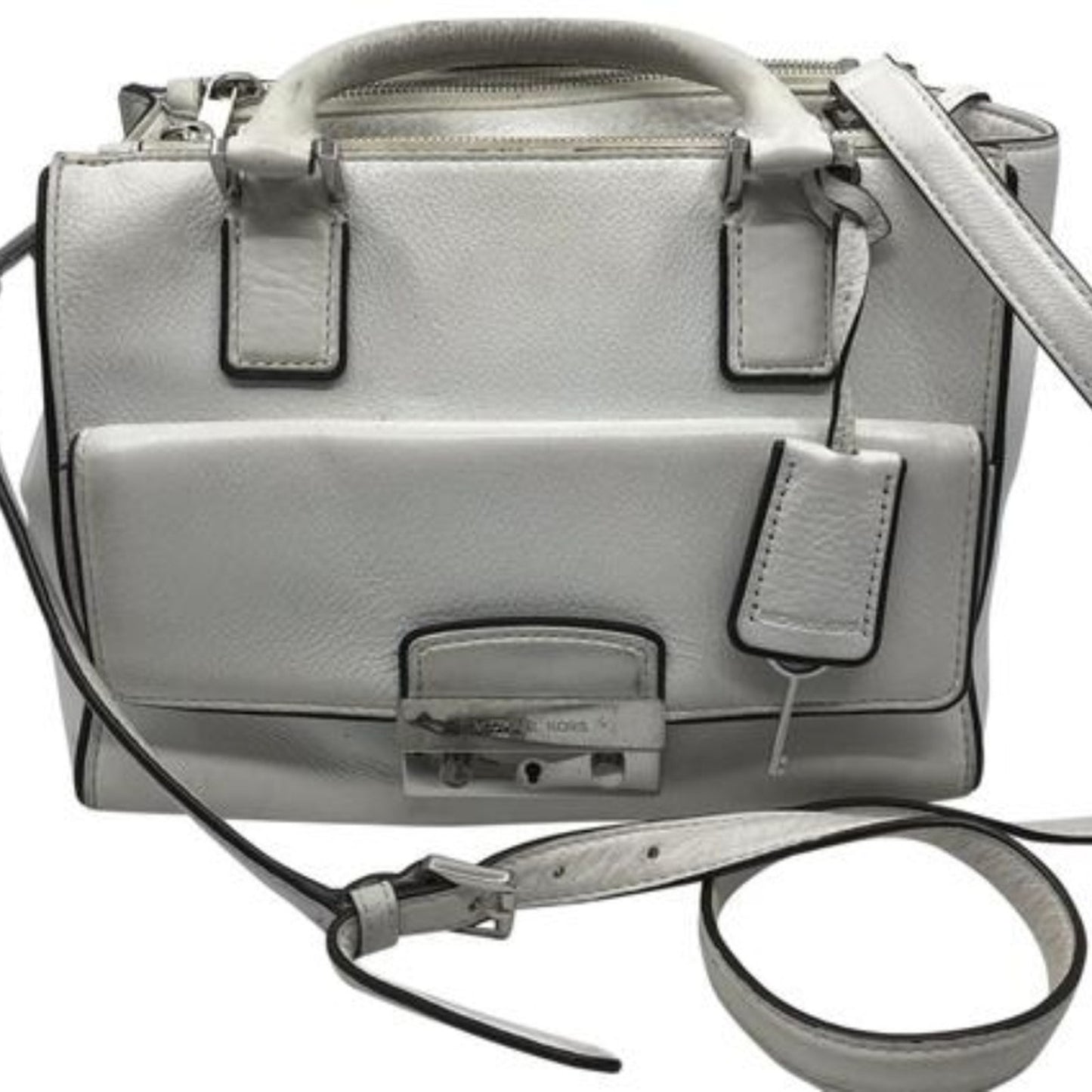 Michael Kors White M Leather Crossbody Bag
