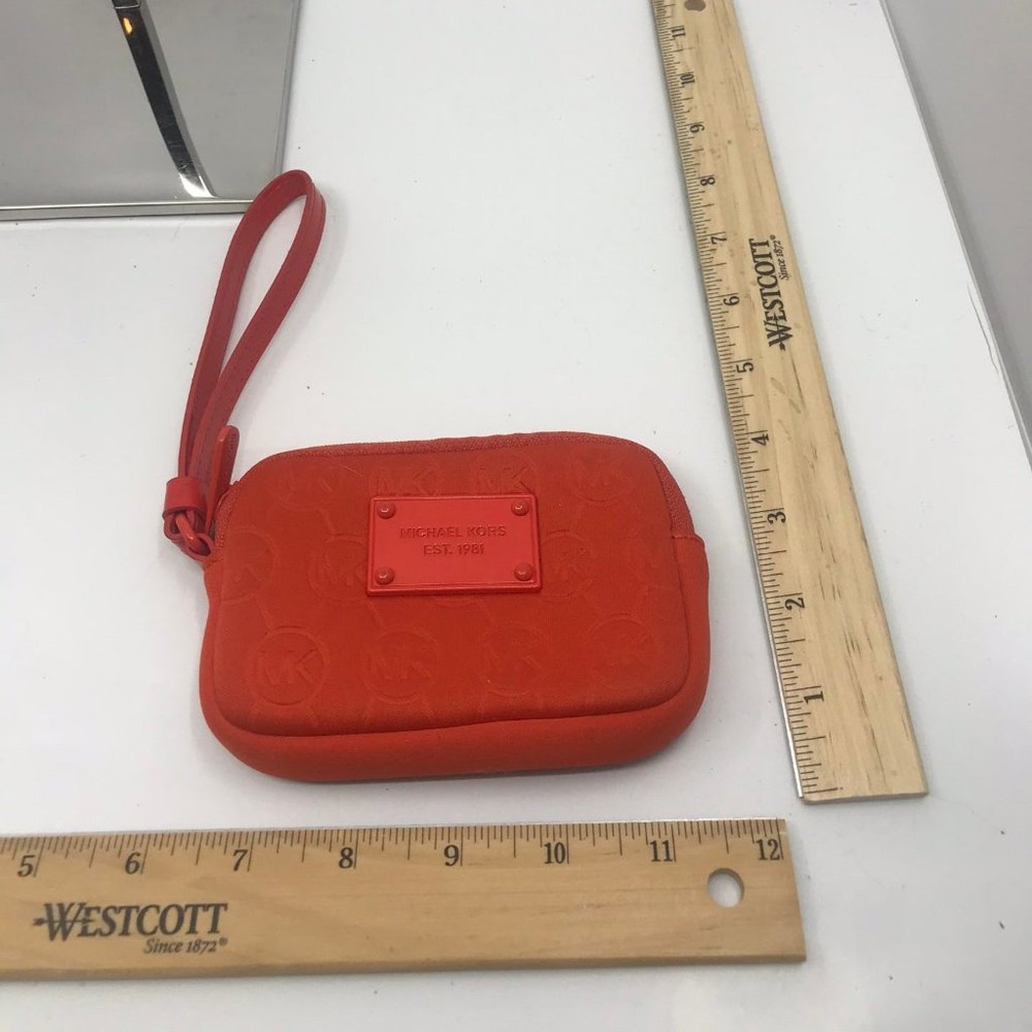 Michael Kors Embossed Leather Red Wristlet