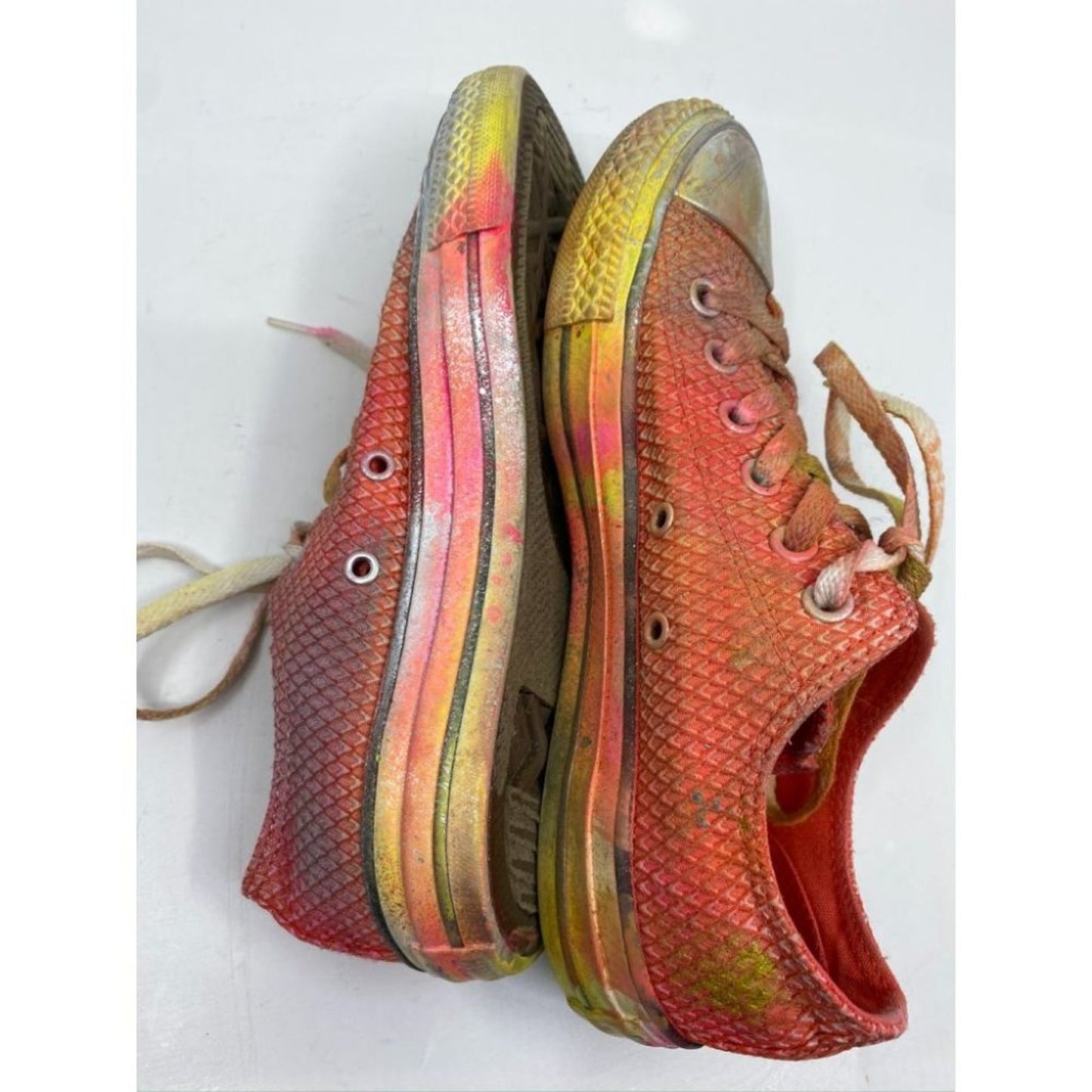 Converse Sneakers Customized Orange Silver Size 7