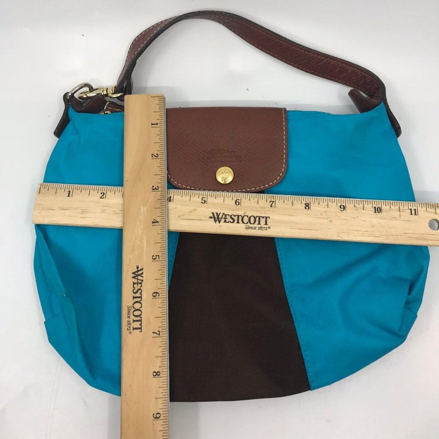 LONGCHAMP Blue Brown Fabric Chic Shoulder Bag