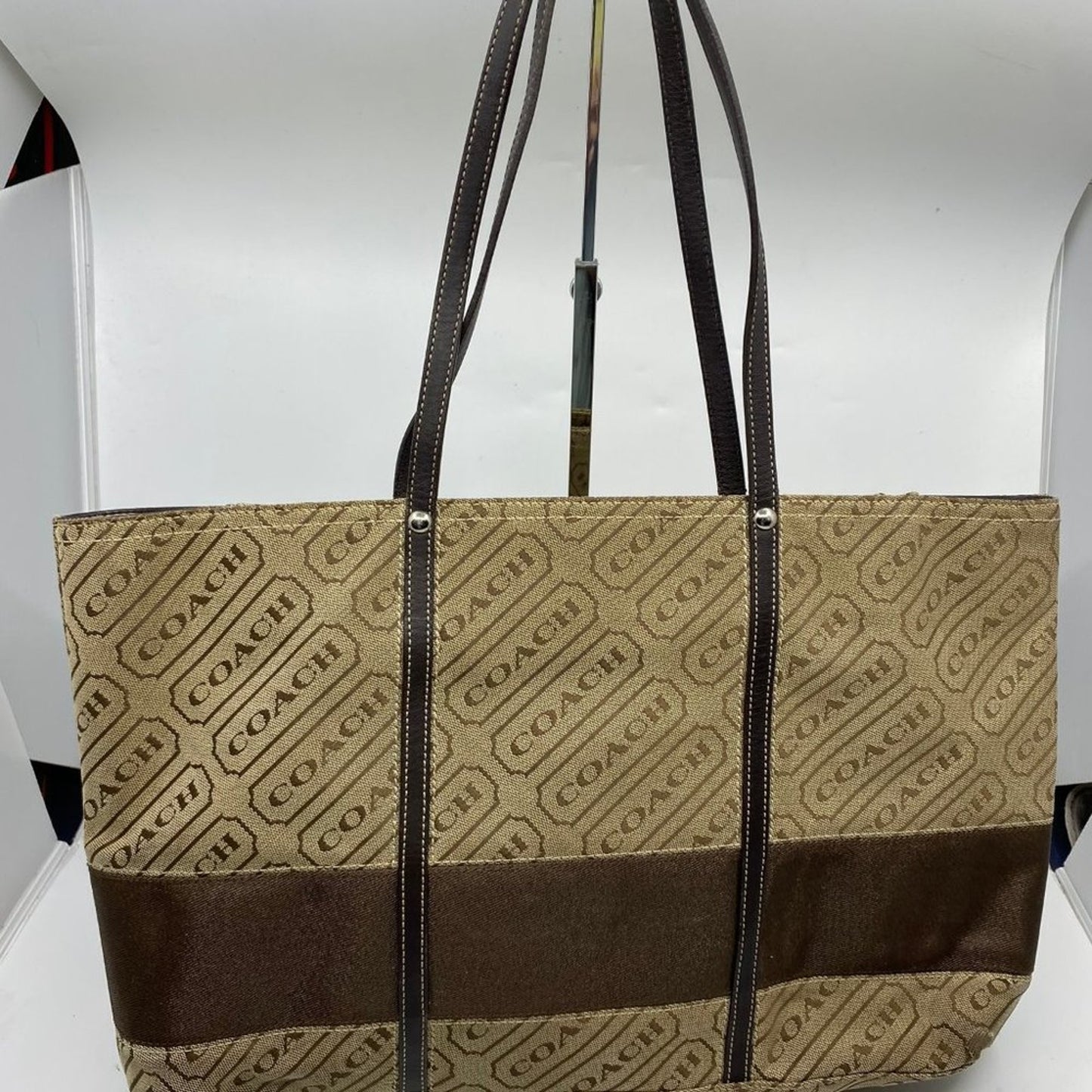 Coach Large Brown Fabric Shopping Tote