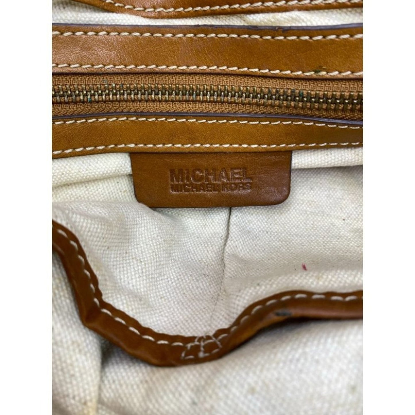 Michael Kors Yellow Brown Woven Tote Bag